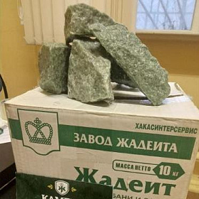 Камни для бани Бас Жадеит Хакасия колотый 7-15 см  (коробка 10кг) фото