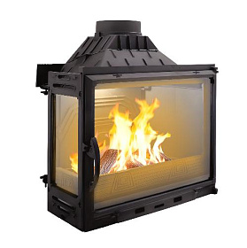 Каминная топка Diffusion В7.2 2V, с двойным дожигом, с шибером, с дополнительным боковым стеклом слева фото