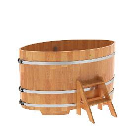 Купель BentWood овальная из сращенных ламелей лиственницы, 1,15Х1,83,  толщина стенок - 2,8 см фото