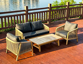 Лаунж зона Ideal Patio LEONOREN с двухместным диваном и плетеным роупом фото